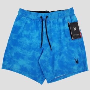 Spyder Swim Mens S Blue Tie Dye UV Protection‎ Quick Dry Swim Trunks Mesh Lined